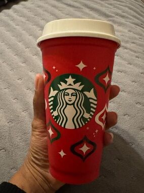 NWOT Starbucks Holiday Red Reusable Cup with Green Logo
